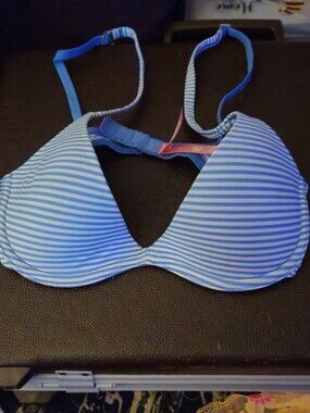 Blue & White Stripe Padded Victoria Secret PINK Bra! Size 34A